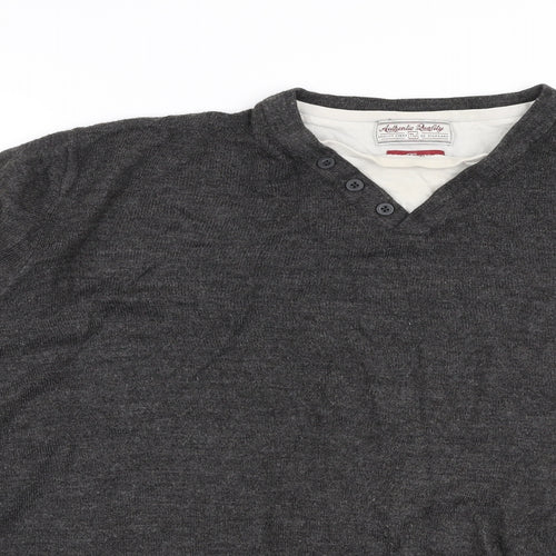 TU Mens Grey Round Neck  Acrylic Pullover Jumper Size L