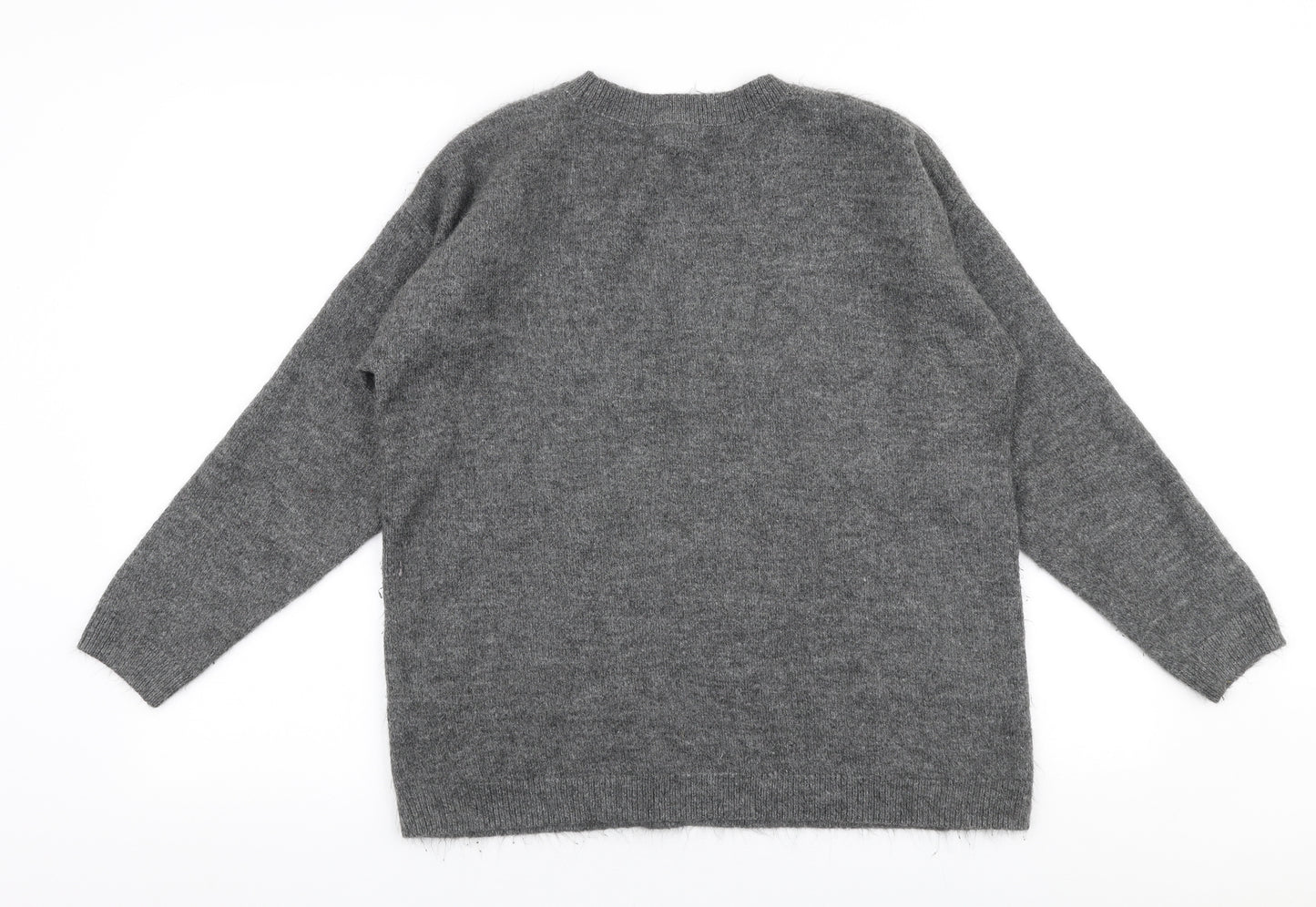 TU Womens Grey Round Neck Polka Dot Acrylic Pullover Jumper Size 16