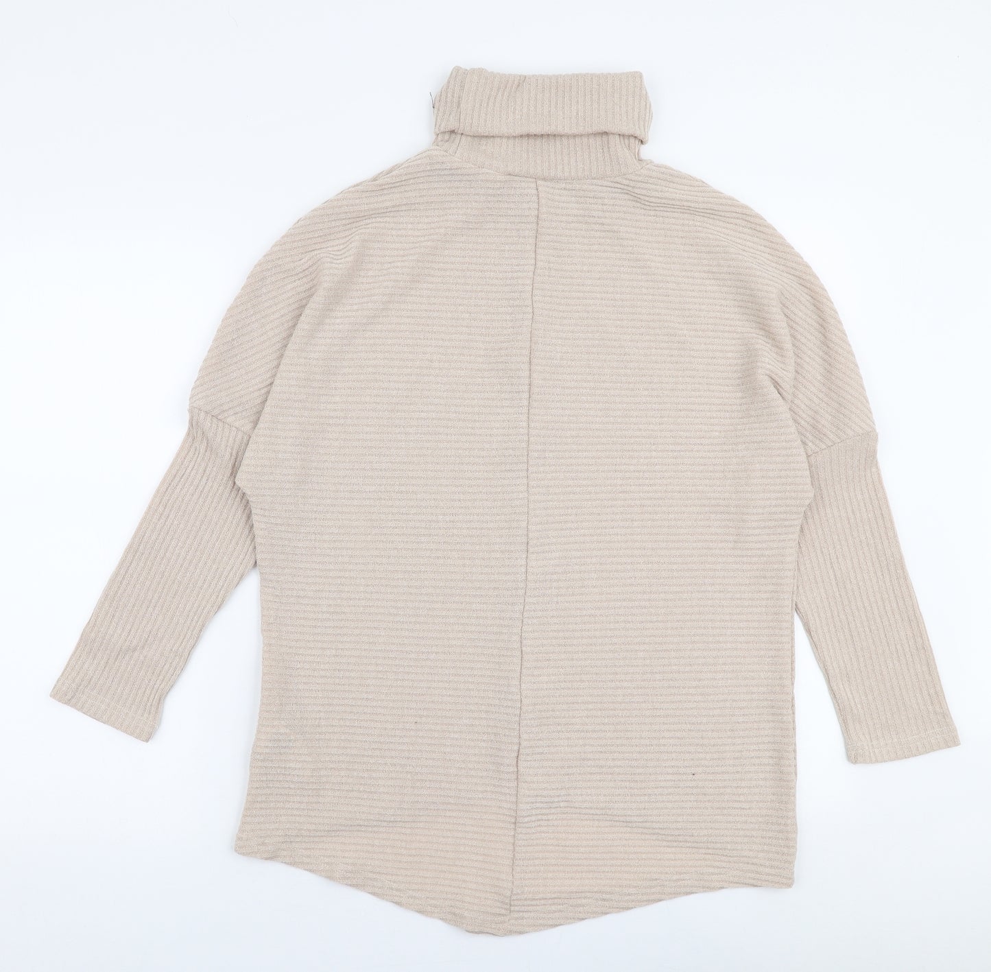 SheIn Womens Beige High Neck  Polyester Pullover Jumper Size L