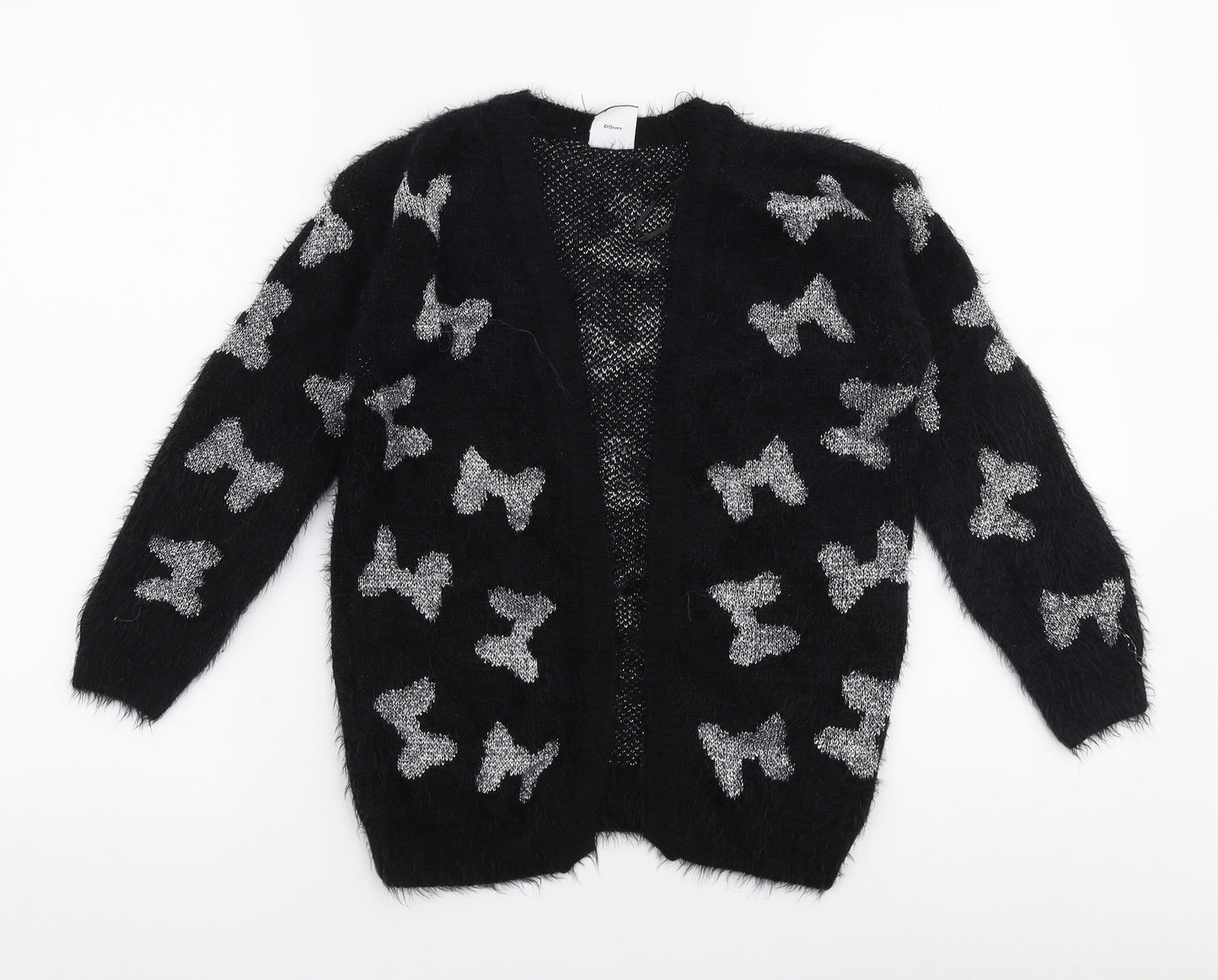 George Girls Black V-Neck  Acrylic Cardigan Jumper Size 9-10 Years   - Disney