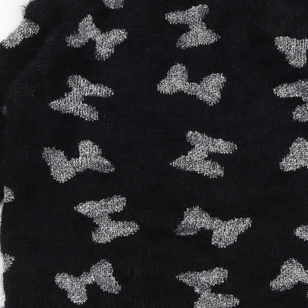 George Girls Black V-Neck  Acrylic Cardigan Jumper Size 9-10 Years   - Disney