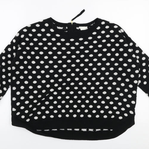 H&M Womens Black Round Neck Polka Dot Acrylic Pullover Jumper Size S