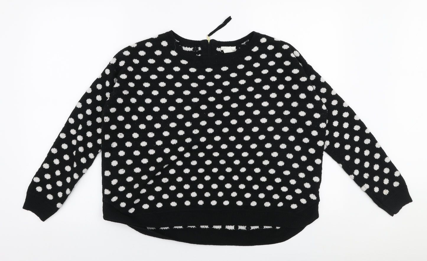 H&M Womens Black Round Neck Polka Dot Acrylic Pullover Jumper Size S