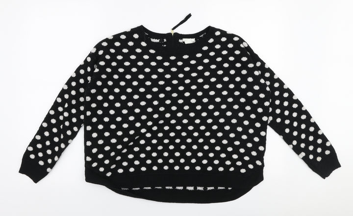 H&M Womens Black Round Neck Polka Dot Acrylic Pullover Jumper Size S