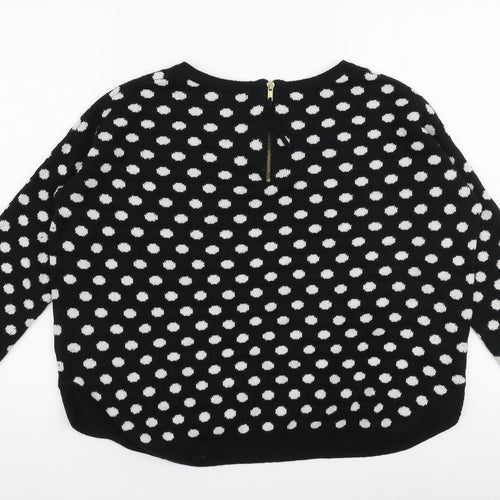 H&M Womens Black Round Neck Polka Dot Acrylic Pullover Jumper Size S