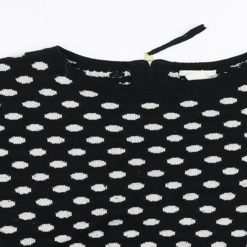 H&M Womens Black Round Neck Polka Dot Acrylic Pullover Jumper Size S