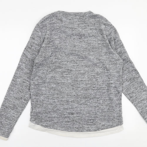 Brave Soul Mens Grey Round Neck  Polyester Pullover Jumper Size L