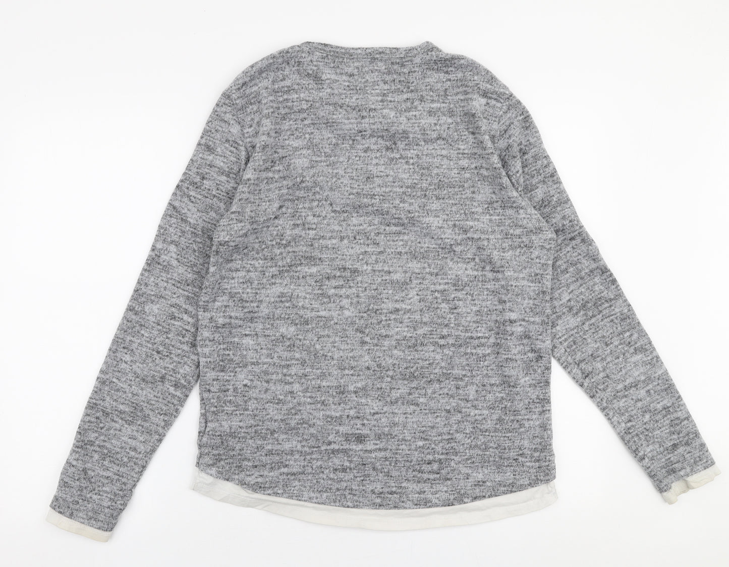 Brave Soul Mens Grey Round Neck  Polyester Pullover Jumper Size L