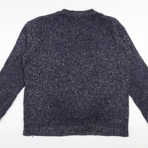 Trademark Mens Blue Round Neck  Acrylic Pullover Jumper Size S