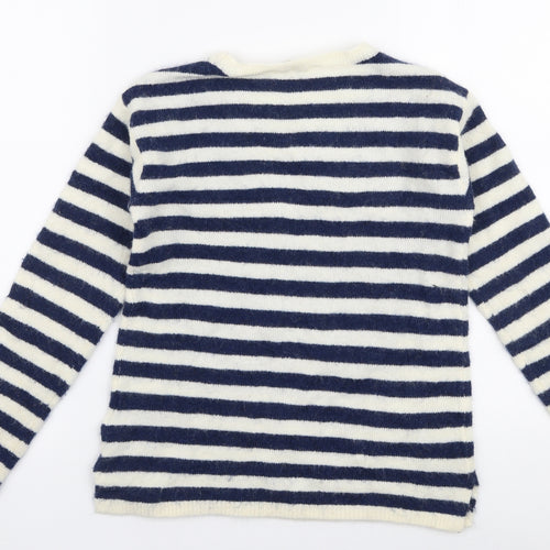 H&M Girls Multicoloured Round Neck Striped Acrylic Pullover Jumper Size 11-12 Years  Pullover - Love