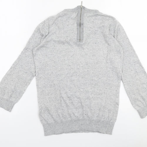 Warehouse Womens Grey Round Neck  Cotton Pullover Jumper Size 6