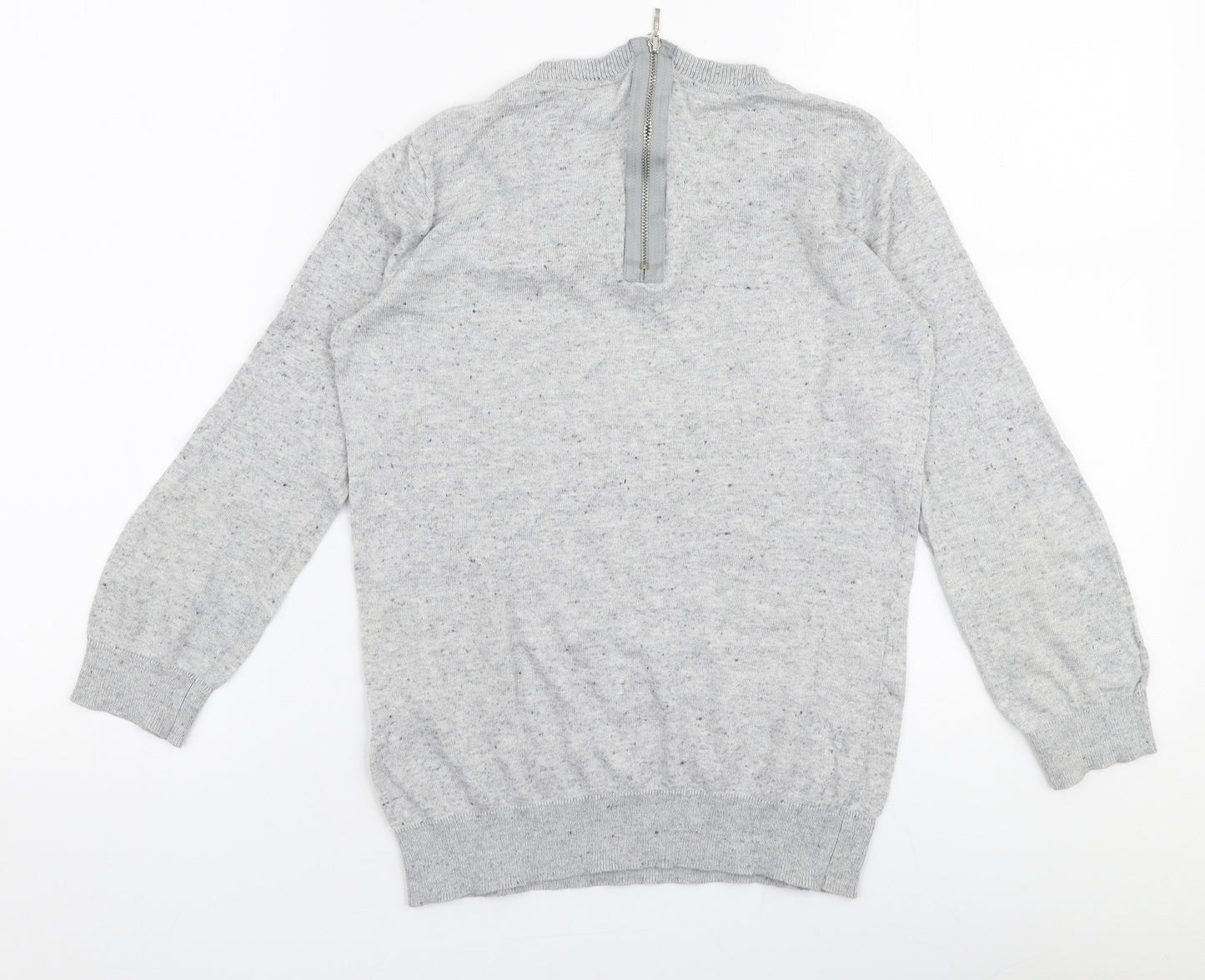 Warehouse Womens Grey Round Neck  Cotton Pullover Jumper Size 6