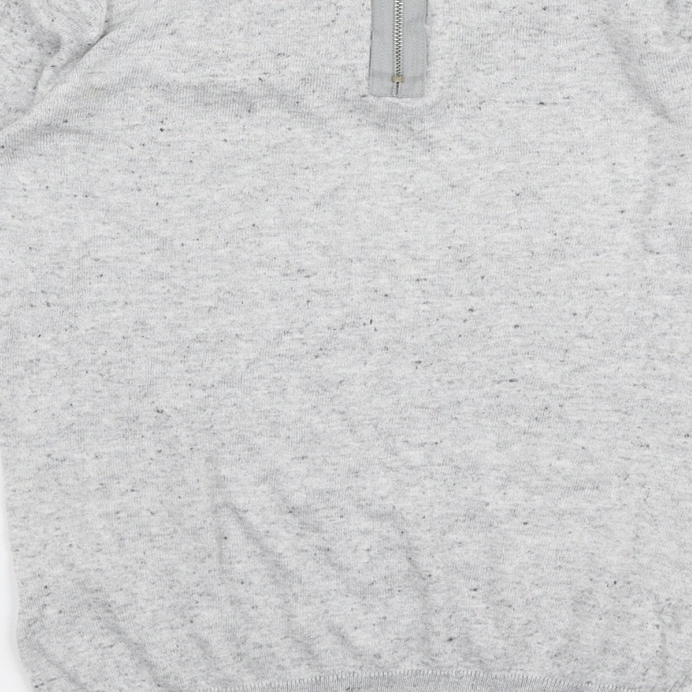 Warehouse Womens Grey Round Neck  Cotton Pullover Jumper Size 6