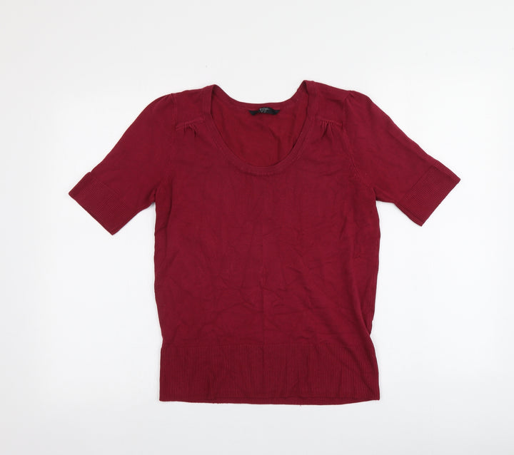 BHS Womens Red Round Neck Viscose Pullover Jumper Size 12
