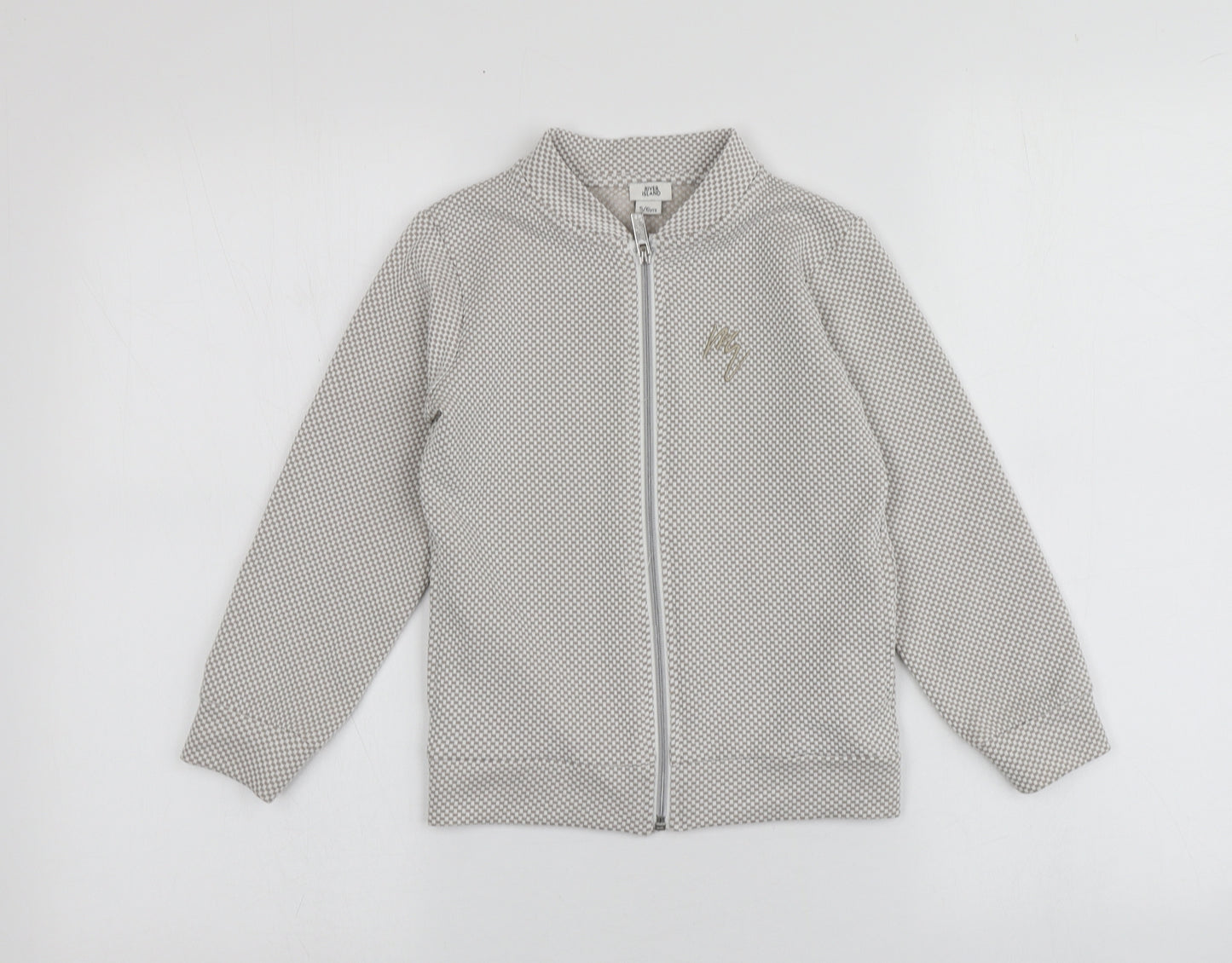 River Island Girls Beige  Polyester Full Zip Hoodie Size 5-6 Years