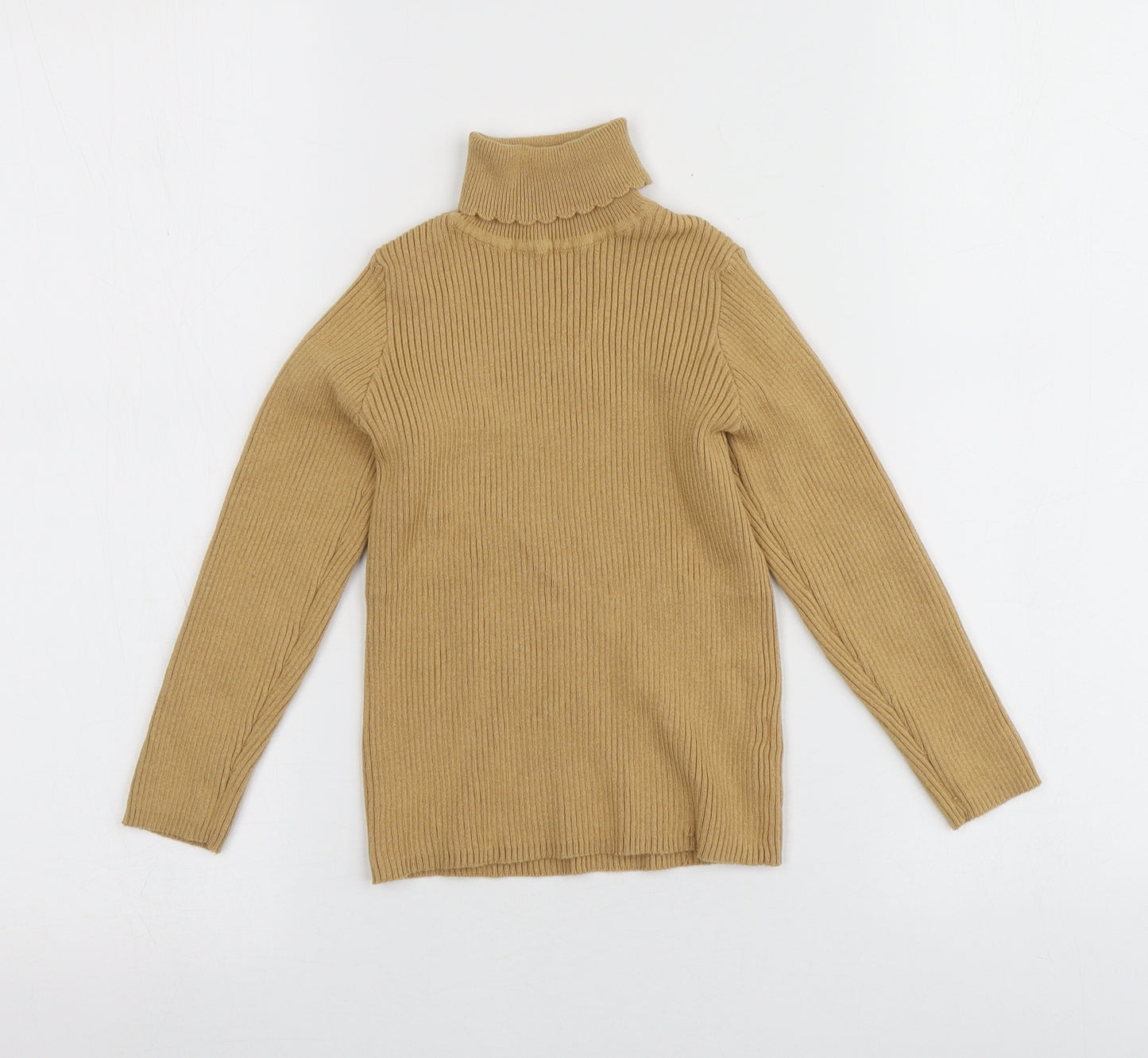 Nutmeg Girls Yellow Roll Neck  Cotton Pullover Jumper Size 5-6 Years