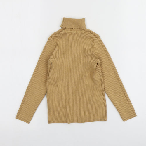 Nutmeg Girls Yellow Roll Neck  Cotton Pullover Jumper Size 5-6 Years
