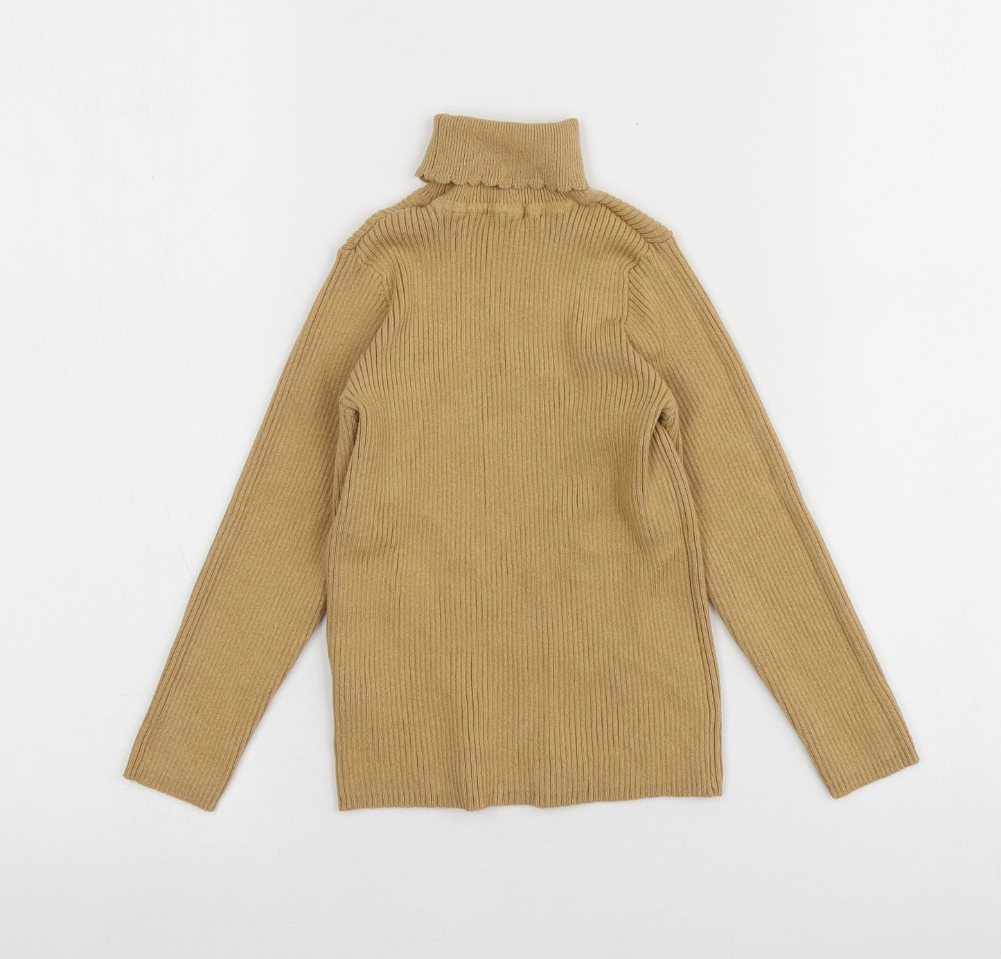 Nutmeg Girls Yellow Roll Neck  Cotton Pullover Jumper Size 5-6 Years