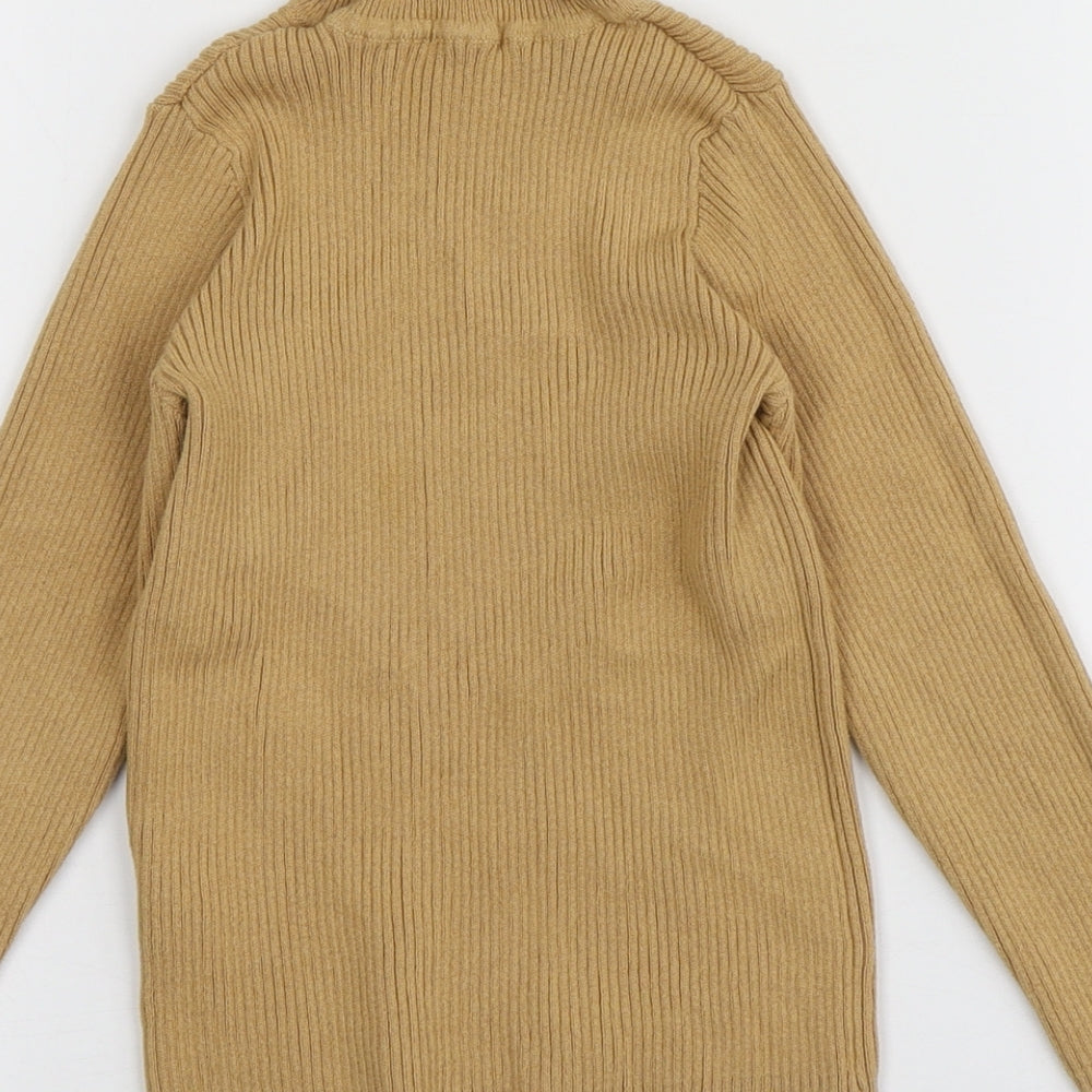 Nutmeg Girls Yellow Roll Neck  Cotton Pullover Jumper Size 5-6 Years