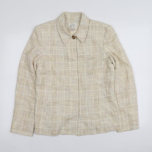 Field Manor Womens Beige Plaid  Jacket  Size 8
