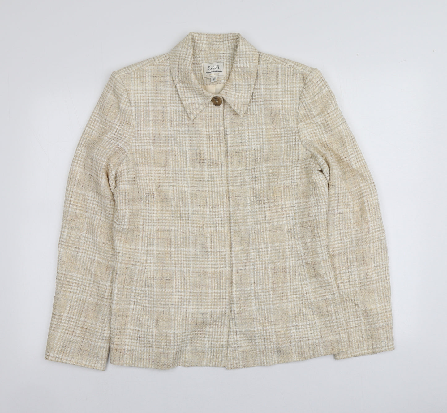 Field Manor Womens Beige Plaid  Jacket  Size 8