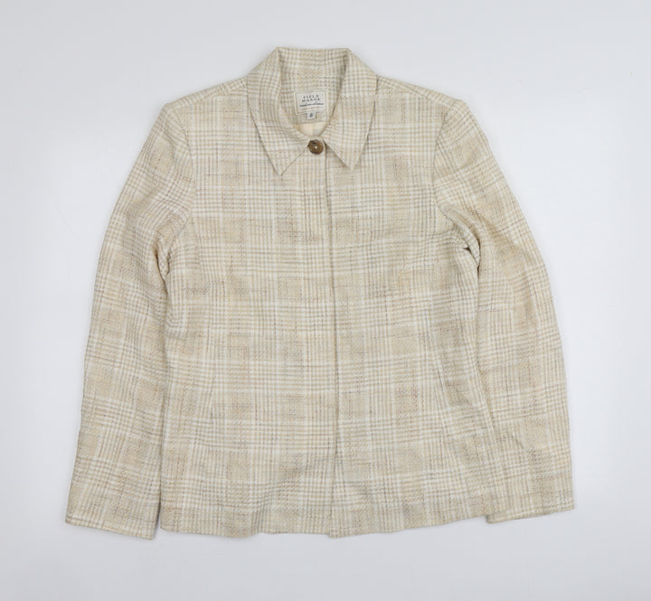 Field Manor Womens Beige Plaid  Jacket  Size 8