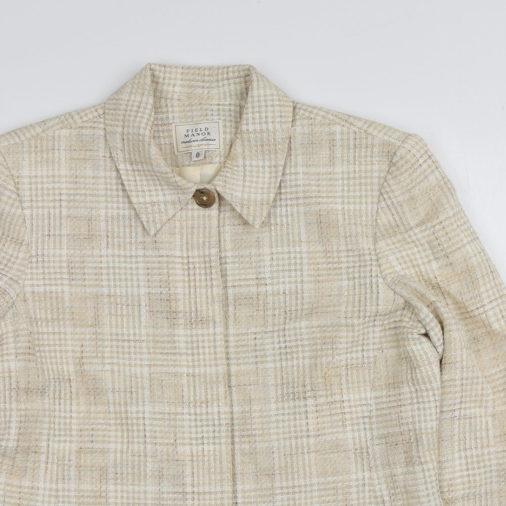 Field Manor Womens Beige Plaid  Jacket  Size 8