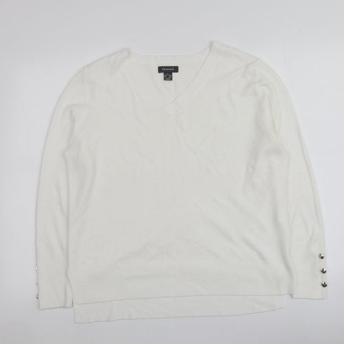 Primark Womens Ivory V-Neck  Acrylic Pullover Jumper Size M