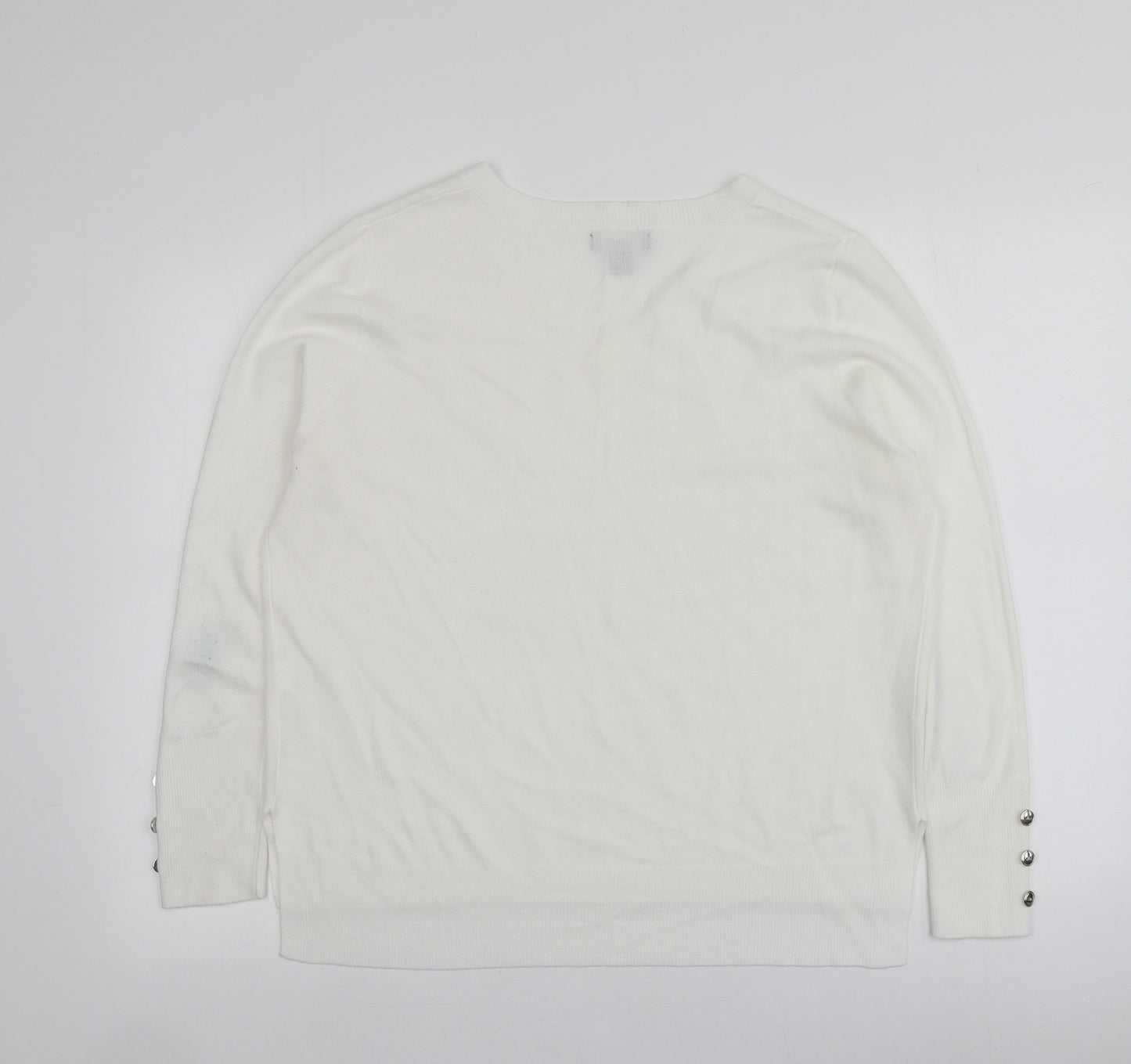 Primark Womens Ivory V-Neck  Acrylic Pullover Jumper Size M