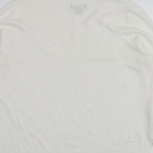 Primark Womens Ivory V-Neck  Acrylic Pullover Jumper Size M