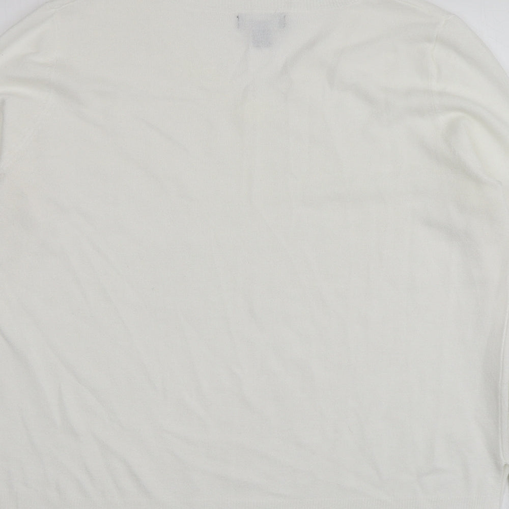 Primark Womens Ivory V-Neck  Acrylic Pullover Jumper Size M
