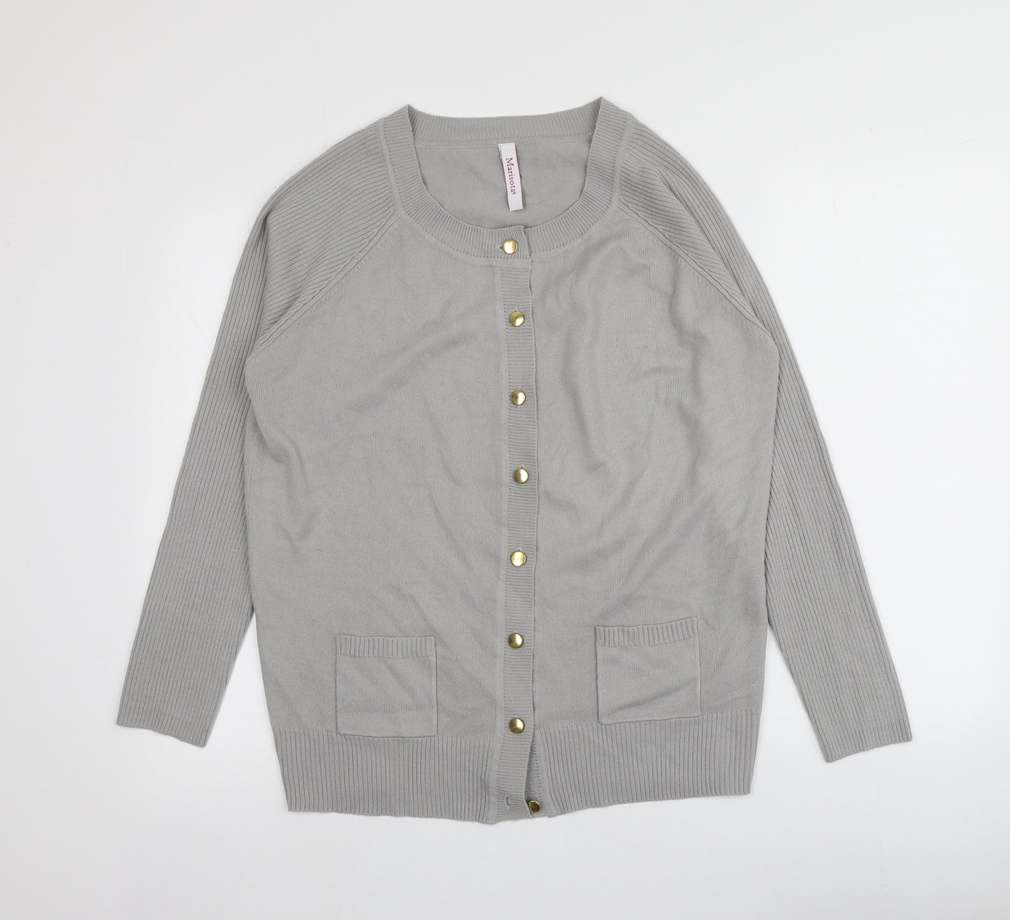 Marisota Womens Grey V-Neck  Acrylic Cardigan Jumper Size 12