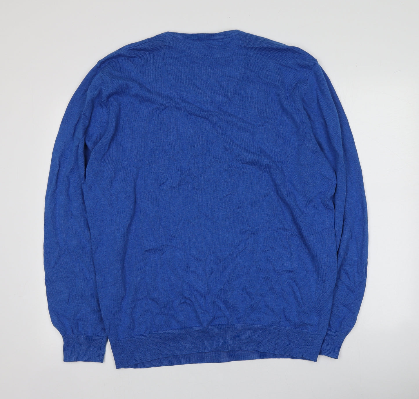 Greenwoods Mens Blue Round Neck  Cotton Pullover Jumper Size 2XL