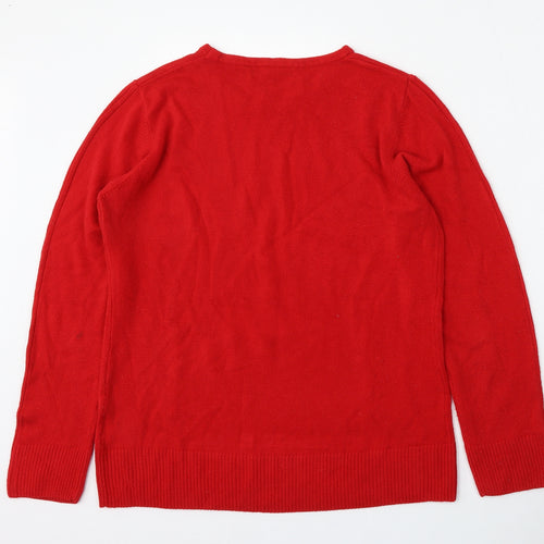 Ellie B Womens Red Round Neck  Acrylic Pullover Jumper Size L