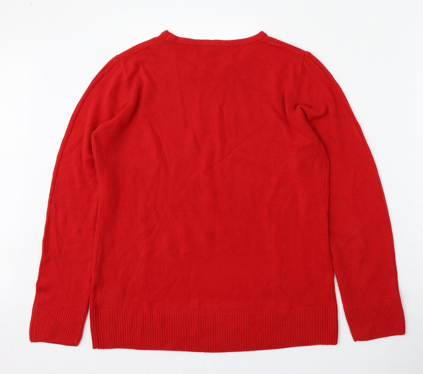 Ellie B Womens Red Round Neck  Acrylic Pullover Jumper Size L