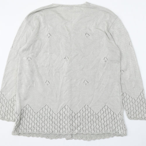 Berkertex Womens Silver V-Neck  Viscose Cardigan Jumper Size 14