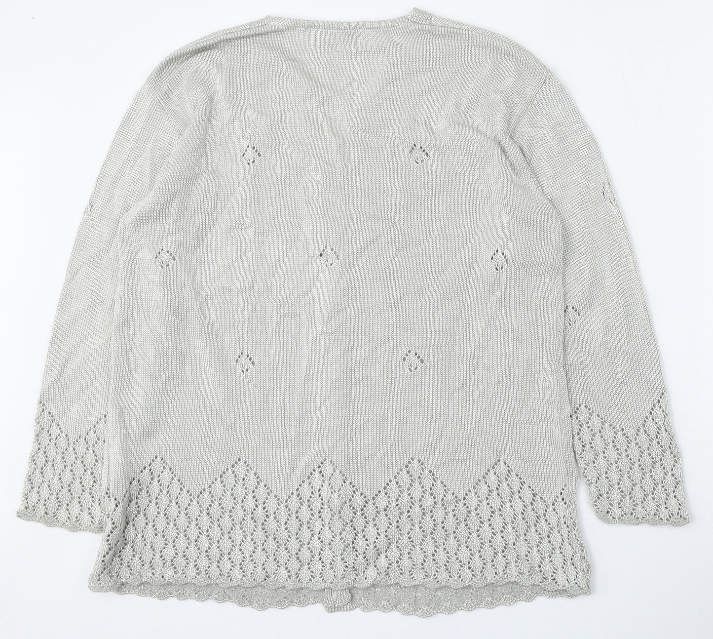 Berkertex Womens Silver V-Neck  Viscose Cardigan Jumper Size 14