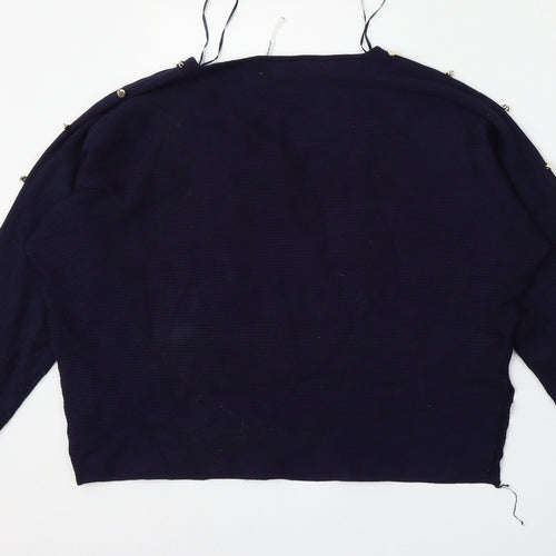 Paramour Womens Blue V-Neck  Viscose Pullover Jumper Size L