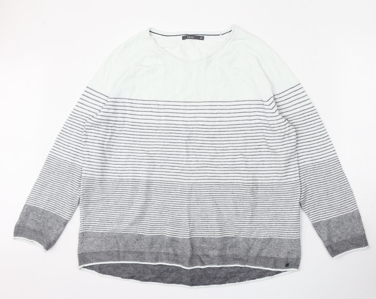 Cecil Womens Multicoloured Round Neck Striped Polyacrylate Fibre Pullover Jumper Size 2XL