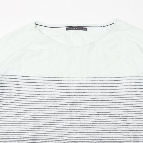 Cecil Womens Multicoloured Round Neck Striped Polyacrylate Fibre Pullover Jumper Size 2XL