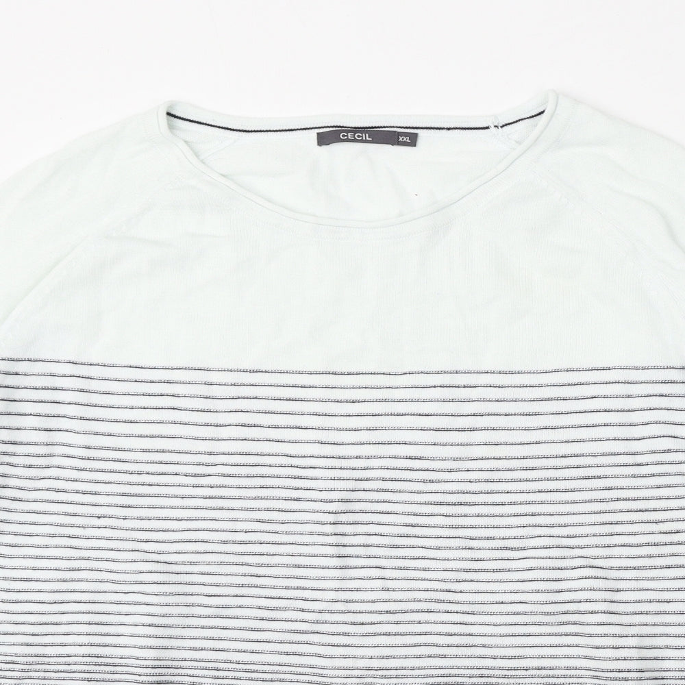 Cecil Womens Multicoloured Round Neck Striped Polyacrylate Fibre Pullover Jumper Size 2XL