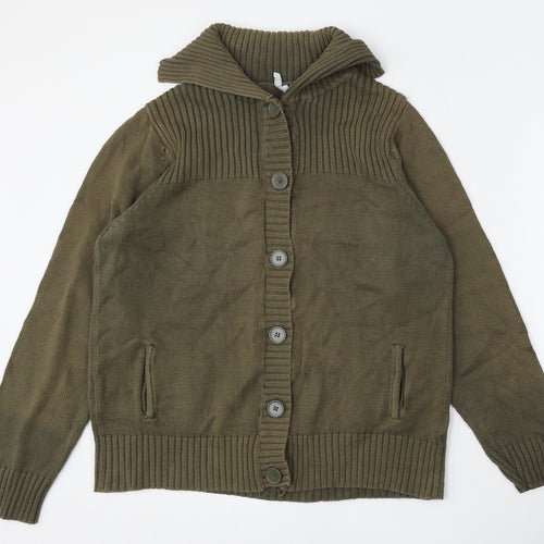 Matalan Womens Green Roll Neck  Cotton Cardigan Jumper Size 20