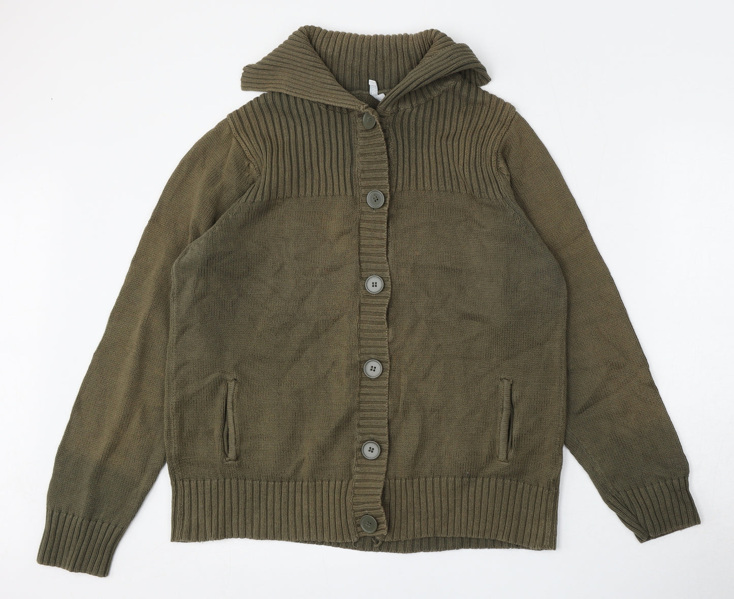 Matalan Womens Green Roll Neck  Cotton Cardigan Jumper Size 20