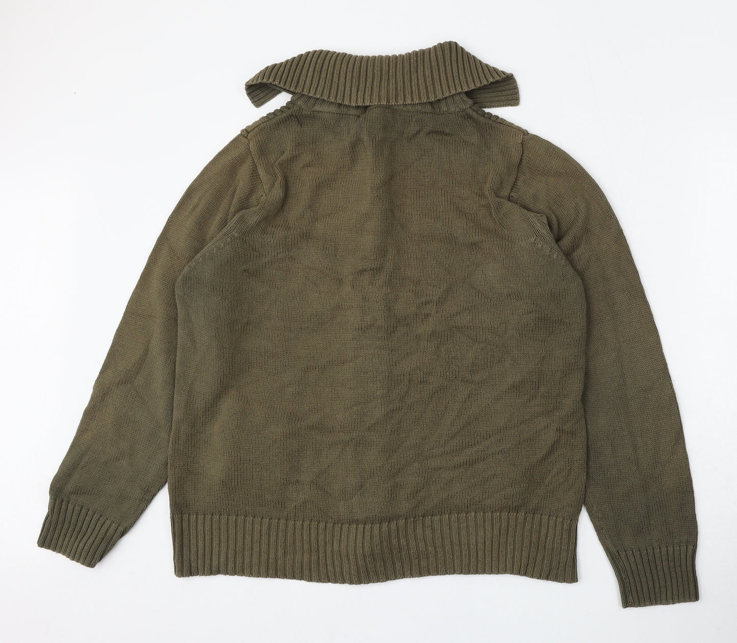 Matalan Womens Green Roll Neck  Cotton Cardigan Jumper Size 20