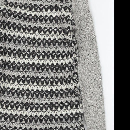 Ken Womens Grey Roll Neck Geometric Acrylic Pullover Jumper Size XS