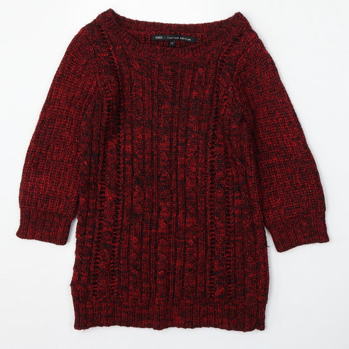 Oasis Womens Red Round Neck  Acrylic Pullover Jumper Size XS