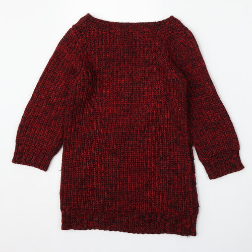 Oasis Womens Red Round Neck  Acrylic Pullover Jumper Size XS