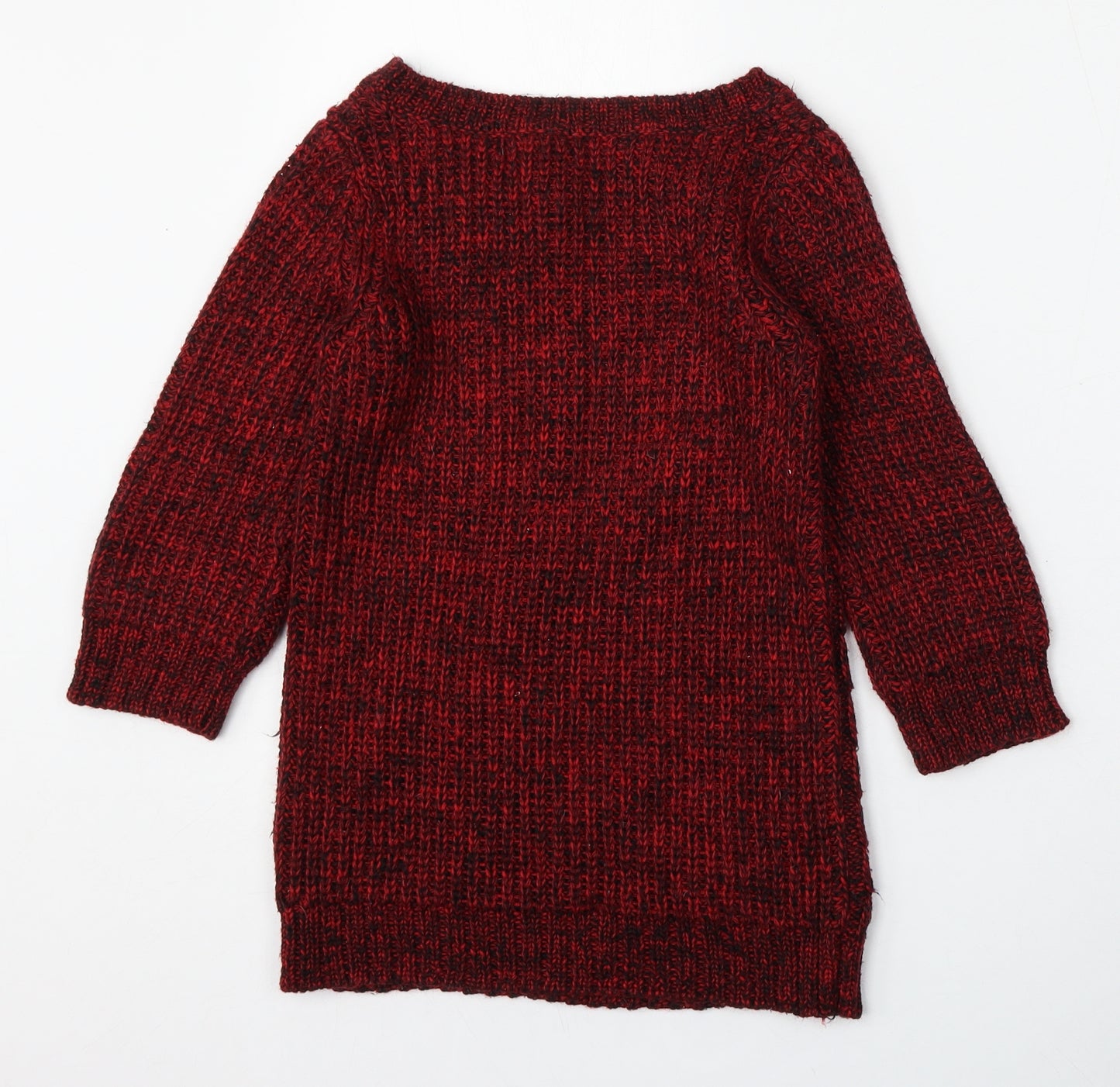 Oasis Womens Red Round Neck  Acrylic Pullover Jumper Size XS
