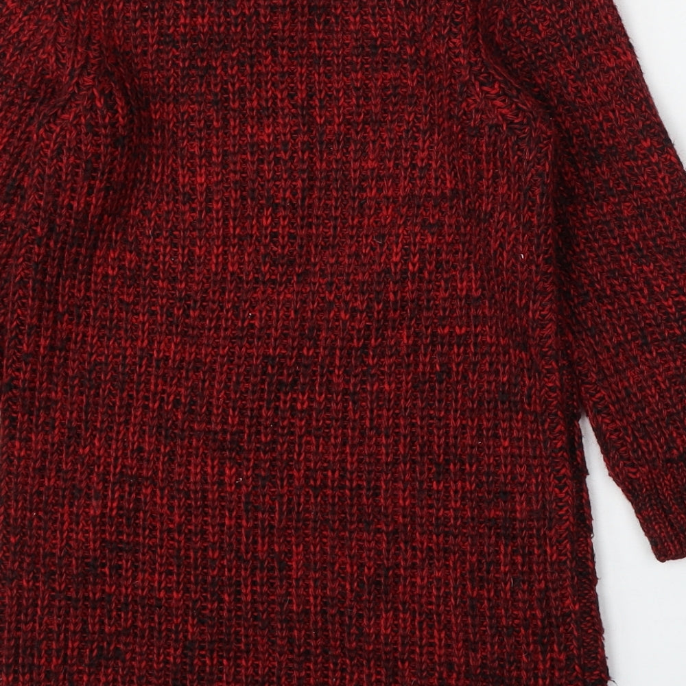 Oasis Womens Red Round Neck  Acrylic Pullover Jumper Size XS
