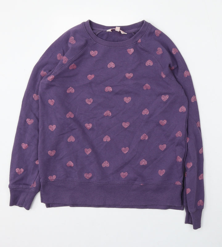 Board Angels Girls Purple Geometric Cotton Pullover Sweatshirt Size 13 Years
